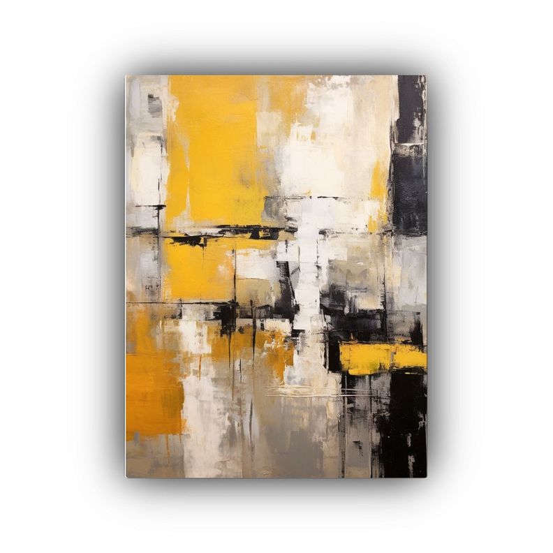 Pintura Abstracta Amarilla Estilo Dar En Pared 40x60cm-0