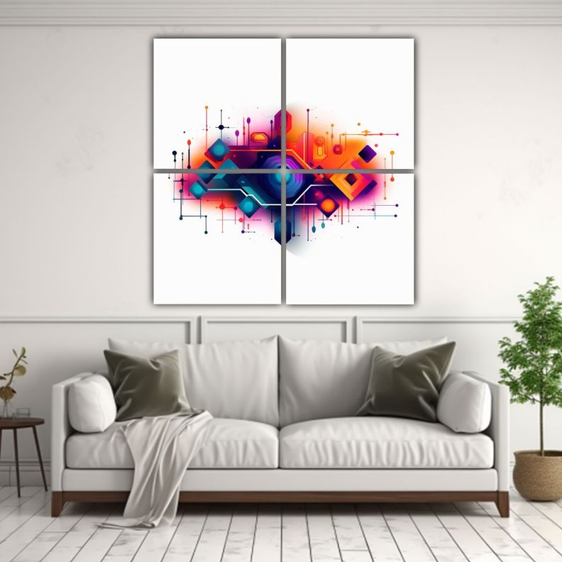 Cuadro Lienzo Abstracto Para Programa 160x160 Cm-2