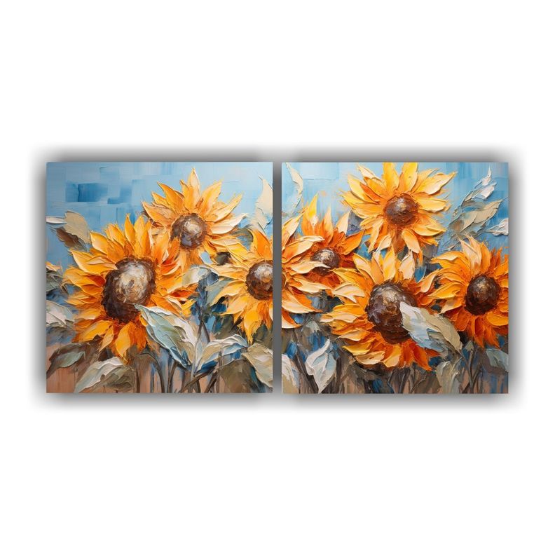 Cuadros Modernos De Girasoles Naranjas En Lienzo 120x60 Cm-0