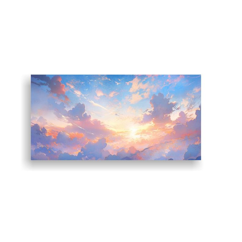 Pintura Abstracta Amanecer En Acuarelas: 40x20cm-0