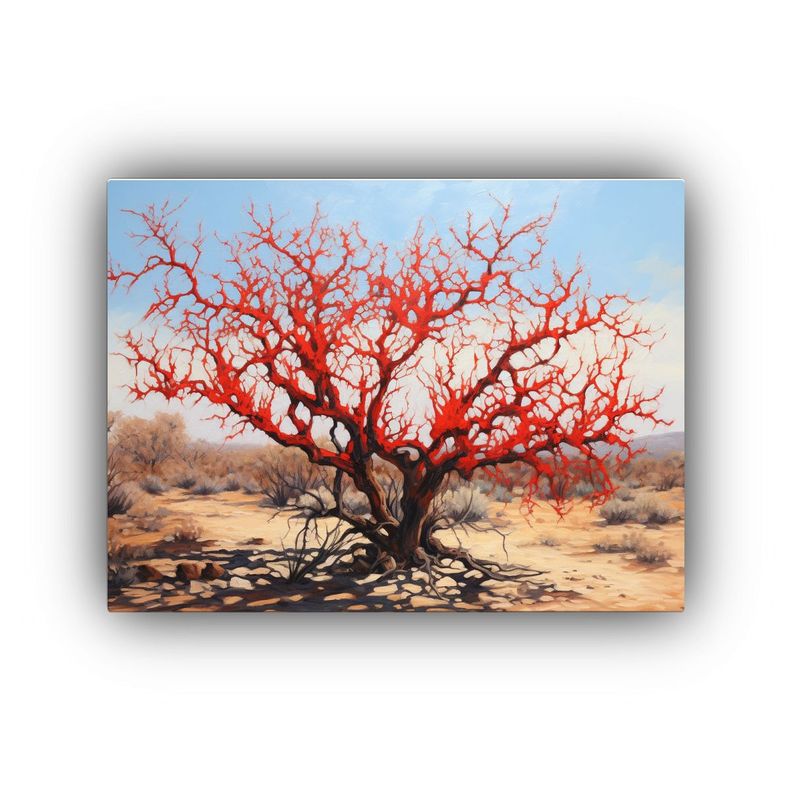 Pintura Abstracta Detallada Estilo óleo De Un árbol Ocotil 40x30cm-0