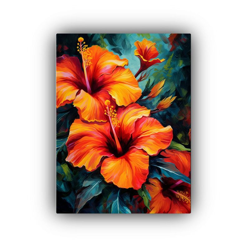 Pintura Floral Hawaiana En Estilo De Arte Lineal 40x50cm-0