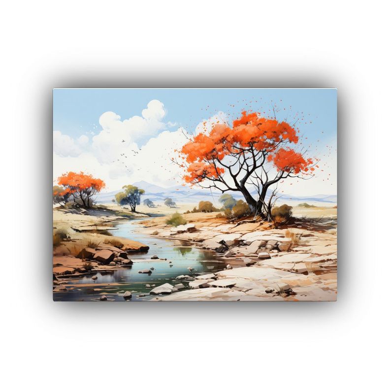 Cuadro Tela Canvas Para Sala: Árbol De Ocotillo Verde Y Nar 45x30cm-0