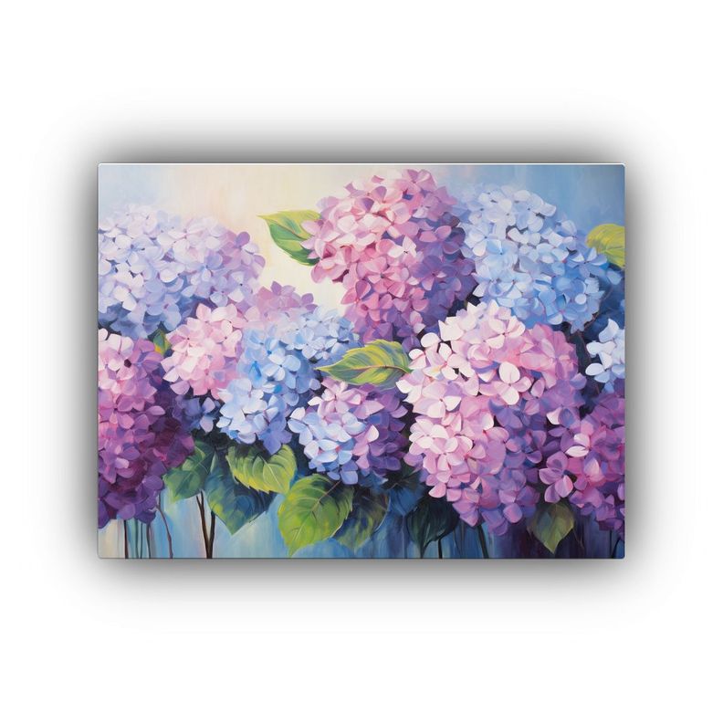 Cuadro Moderno De Hortensias Mágicas: Pintura Abstracta En  90x60cm-0