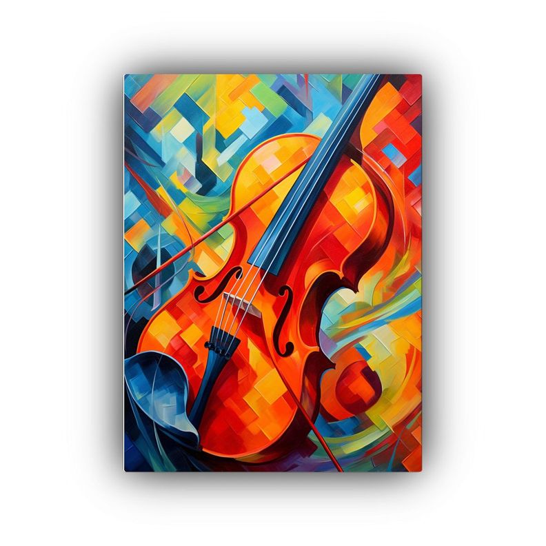 Pintura Al óleo Abstracta Musical Colorida 60x90cm-0