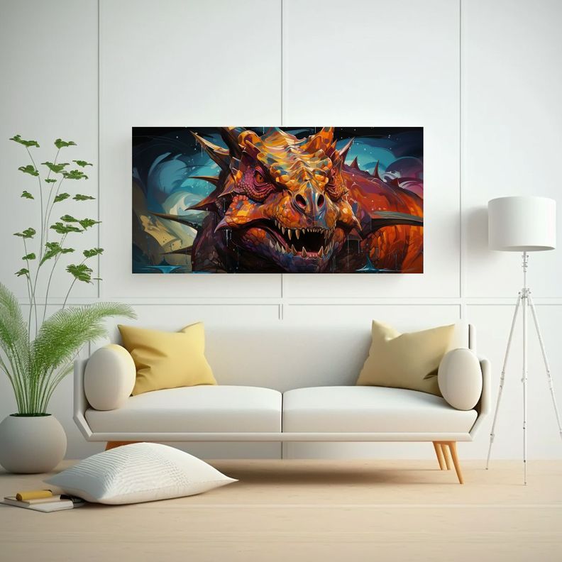 Cuadro Decorativo Triceratops En Tonos 160x80cm-2