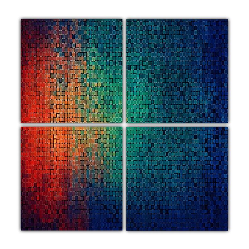 Cuatro Lienzos Abstractos Tematicos Con Pixeles 80x80 Cm