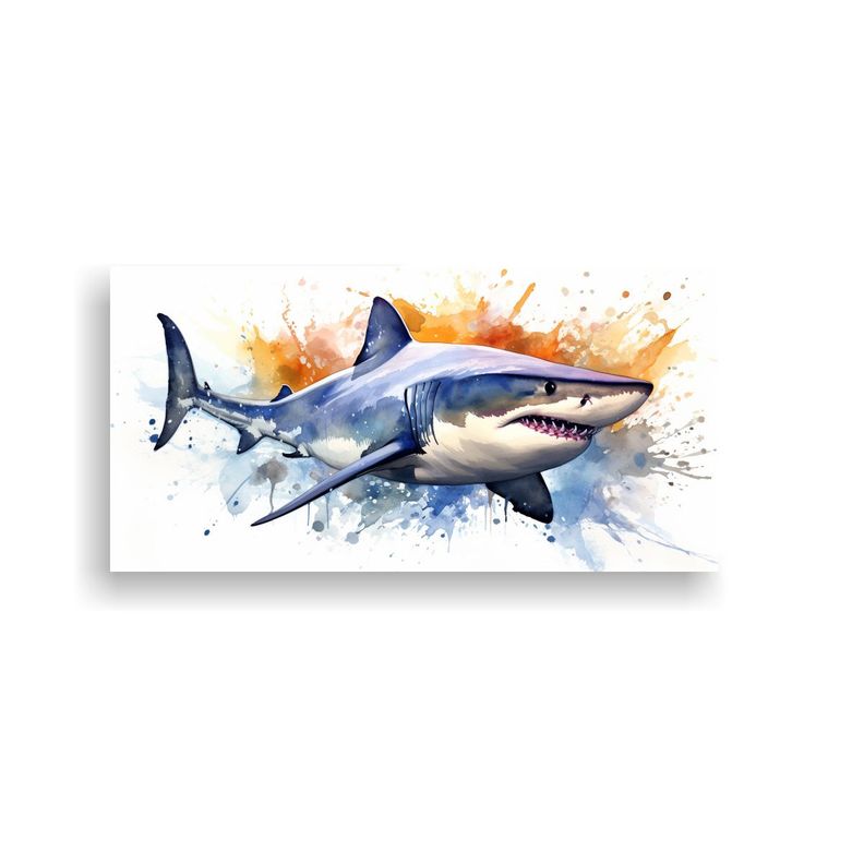 Cuadro Abstracción Época Tiburón Toro Acuarela 80x40cm-0