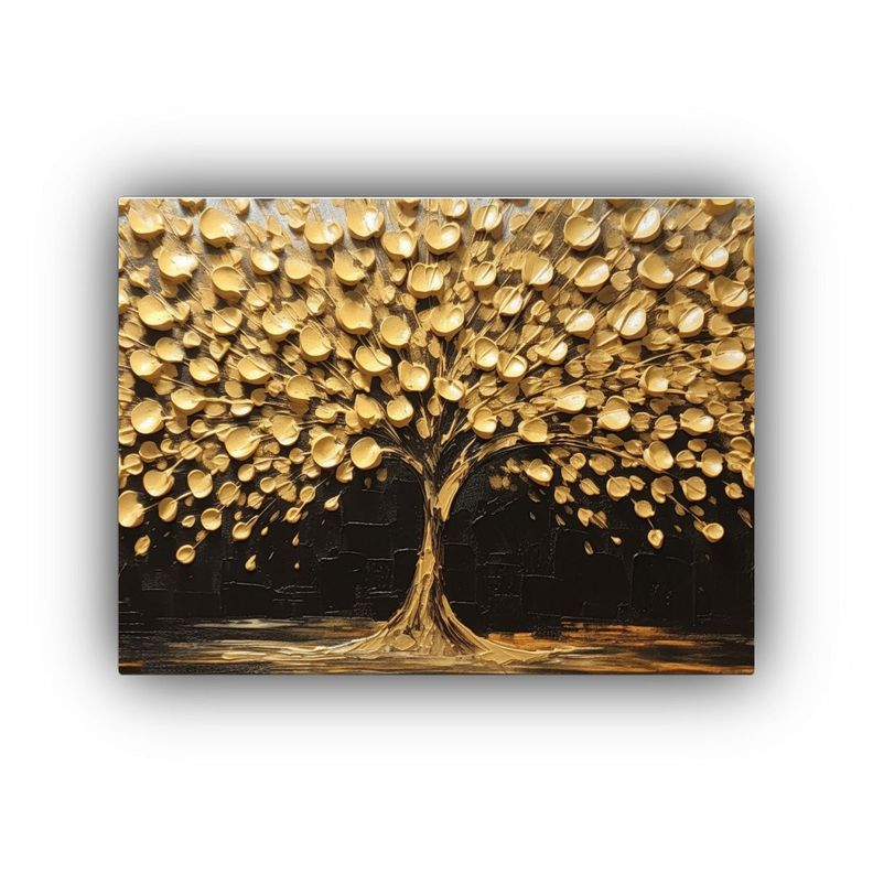 Pintura Al óleo 3D De árbol Dorado En Lienzo De Acuarela F 60x40cm-0