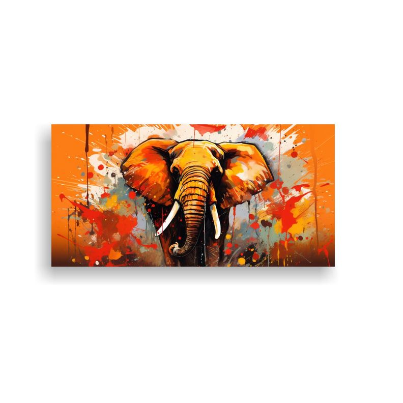 Pintura Decorativa De Elefante Africano En Colores 140x70cm-0