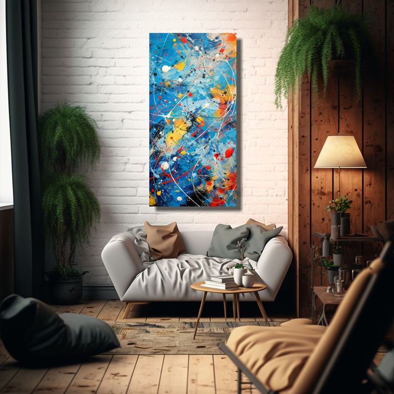 Arte De Pared Dibujo Con Colores Fríos Estilo 60x120cm-2