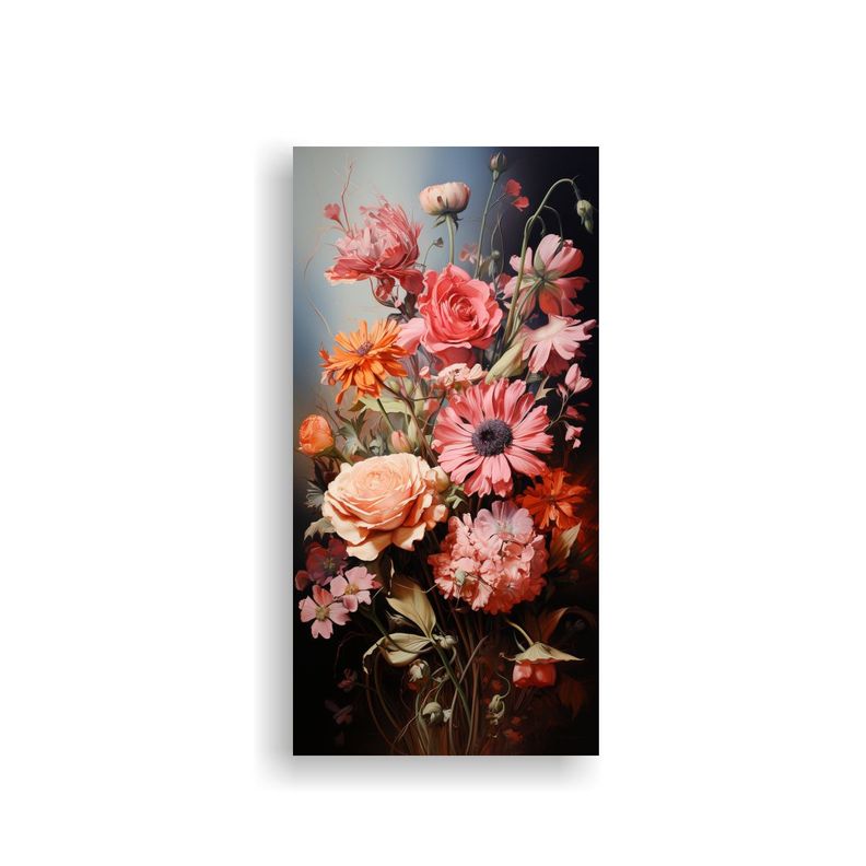 Bouquet De Flores Rosas Luminosas En Una Cuadro 70x140cm-0