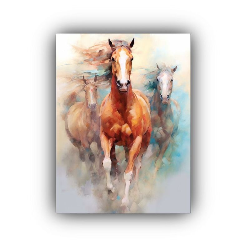 Pintura óleo Impacto Visual Caballos Estilo 50x65cm-0
