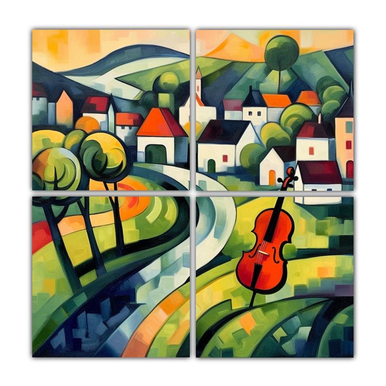 Cuadro Abstracto De Rheingau Alemania En Violas 60x60 Cm-0
