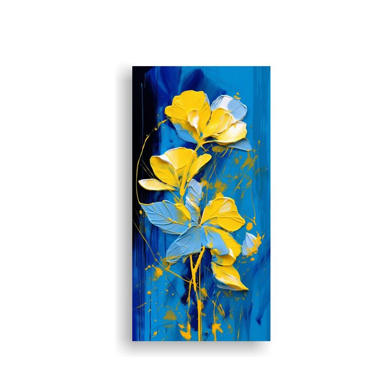 Arte De Pared Moderno Simetría Amarillo Y Azul Am 50x100cm-0