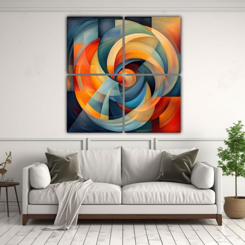 Cuadro De Tela Abstracto Armónico De Sonidos 80x80 Cm-2