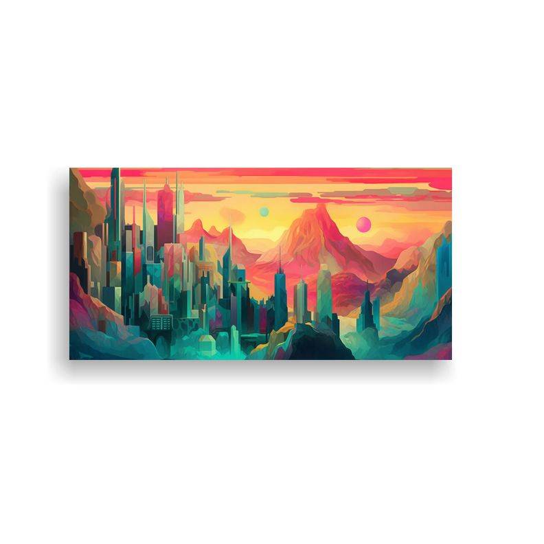 Cuadro Abstracto Surrealista: Edificios 120x60cm