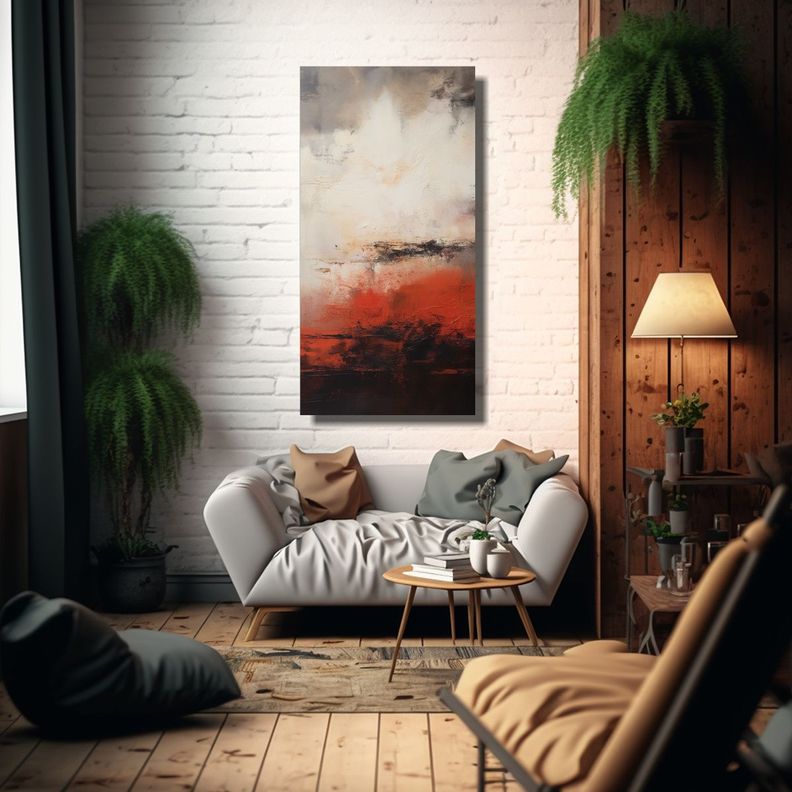 Pintura Abstracta Armónica Contemporánea 20x40cm-2