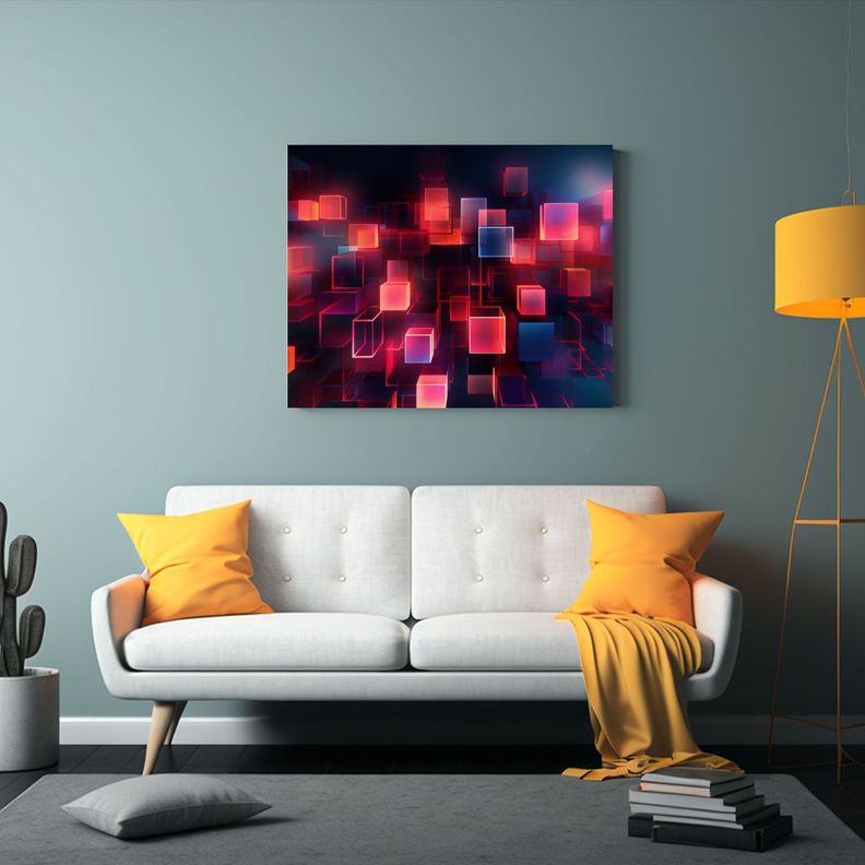 Pintura Abstracta Geométrica Con Formas Y Líneas Variadas. 120x80cm-2