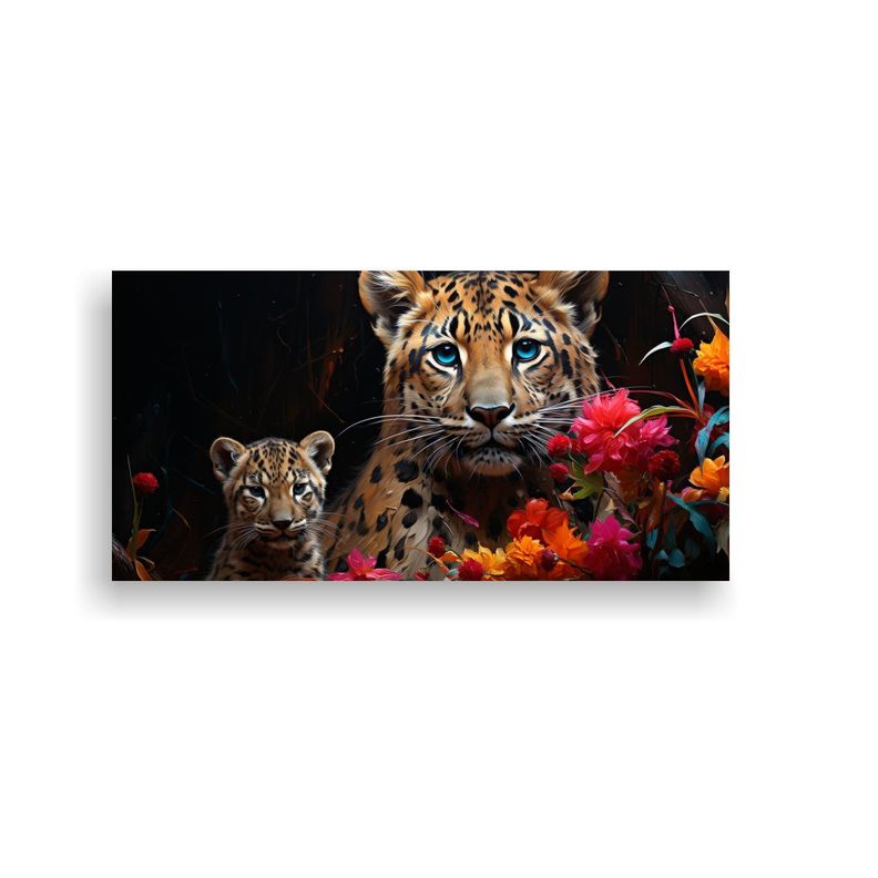 Cuadro En Bastidor Patrón Leopardo Colorido Estil 140x70cm-0