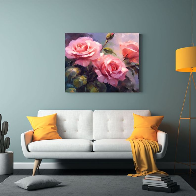 Pintura Moderna De Rosas En El Estilo De Un Cuadro Acrílico 65x50cm-2