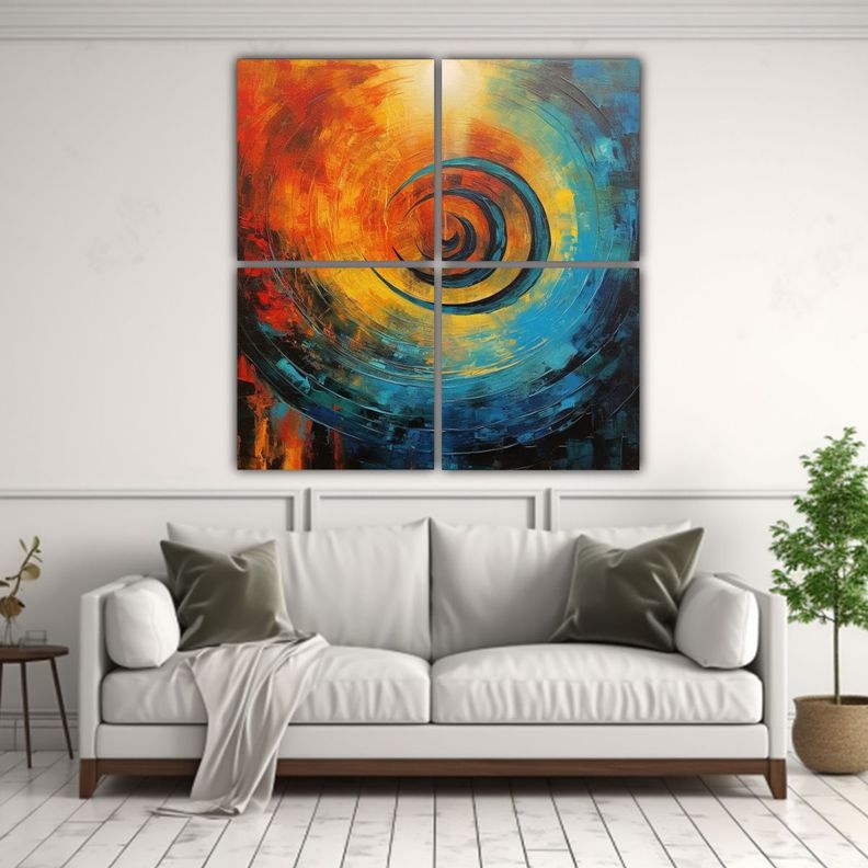 Cuadro De Pared Abstracto Hermoso Con Simetría 80x80 Cm-2
