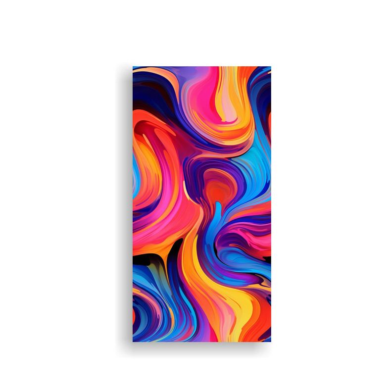 Pintura Abstracta De Ola Marina Con Derrame De 40x80cm-0