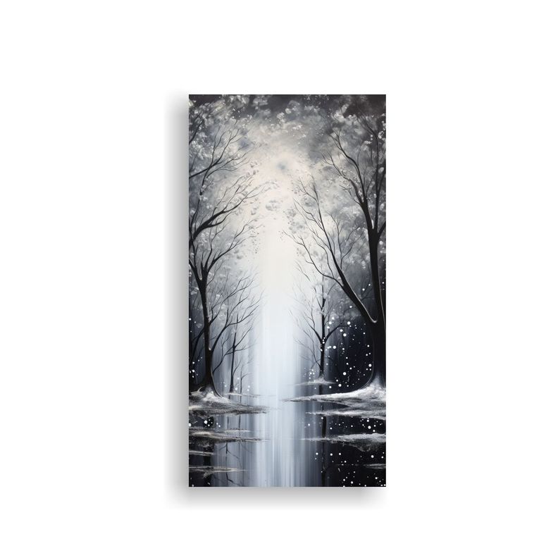 Pintura En Tonos Negros Y Plateados Estilo 30x60cm-0