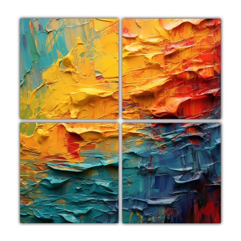 Cuatro Lienzos De Tela Forma Perspectiva Arte 80x80 Cm