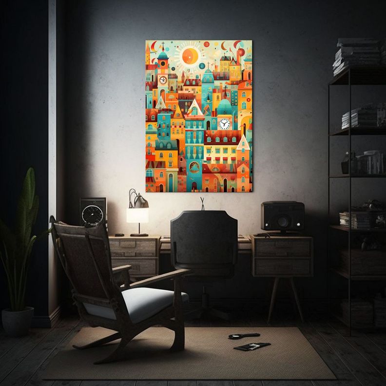 Pintura Mural De Concepto Armónico, Escena De Arte Popular  80x120cm-2