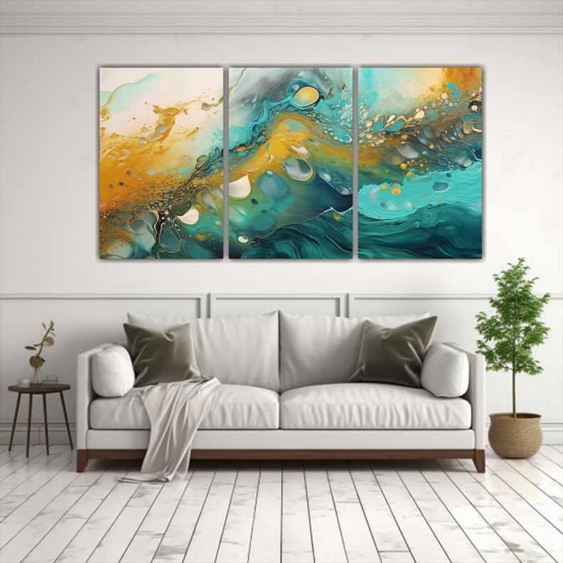Tríptico Imagen Figuras Pintura Técnica 240x120 Cm-2