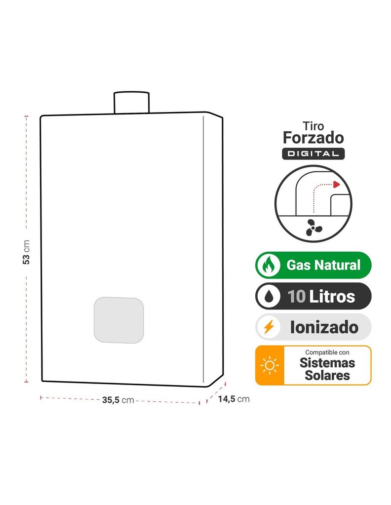 Calefont Tiro Forzado, Digital, 10 litros, Gas Natural-1