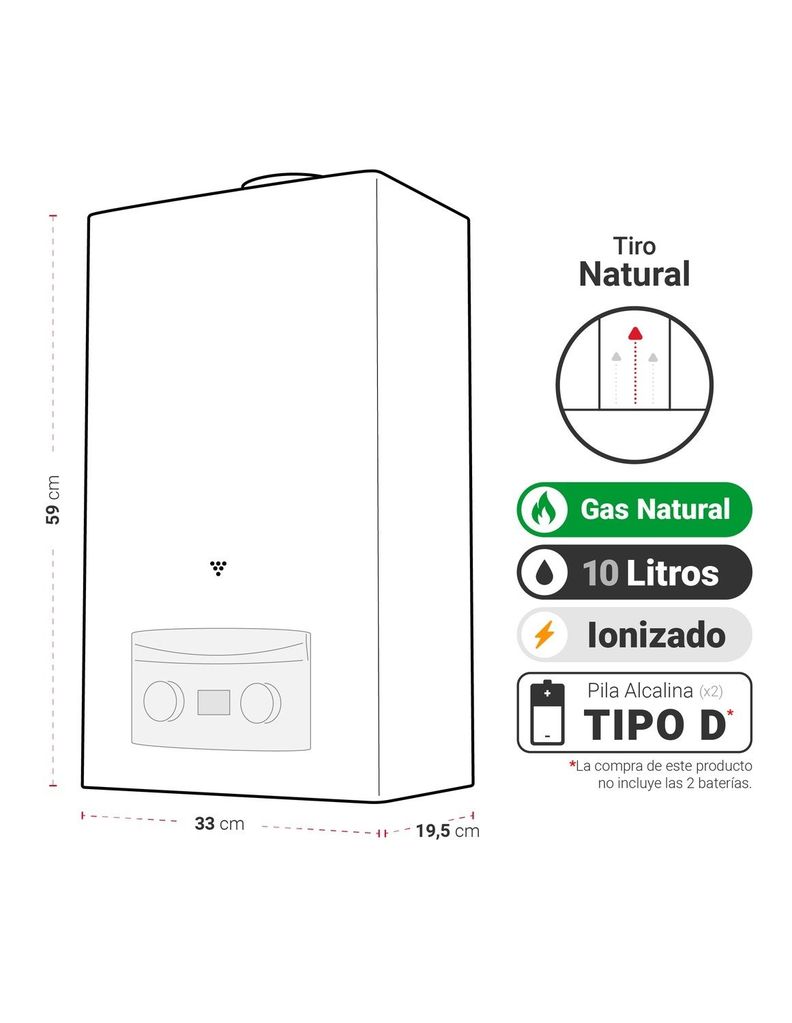 Calefont Tiro Natural 10 litros Gas Natural-1