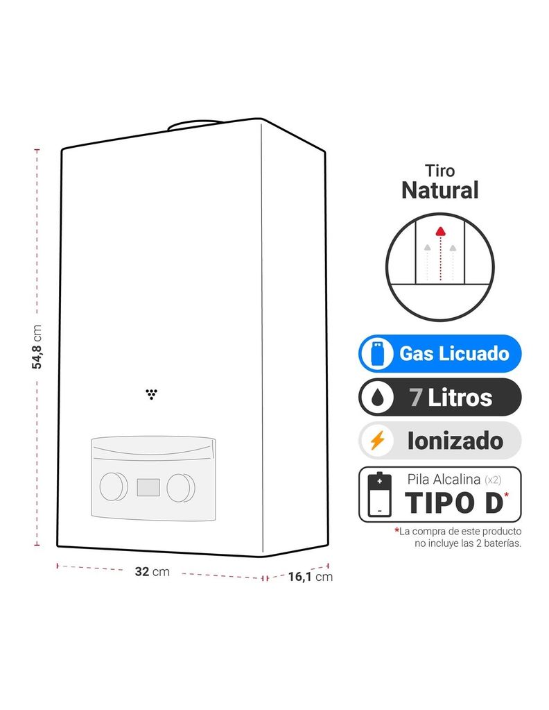 Calefont Tiro Natural 7 litros Gas Licuado-1