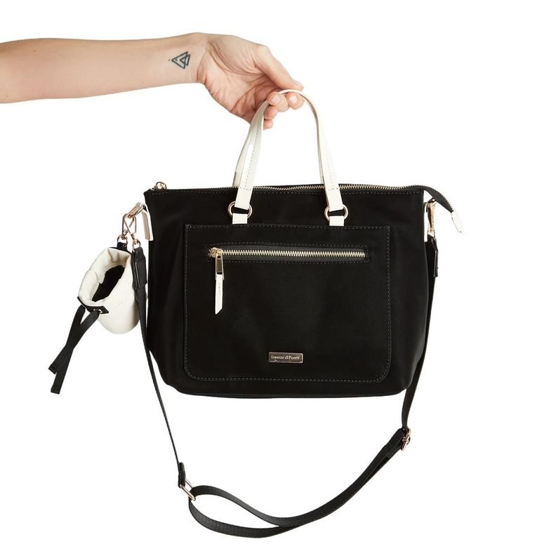Cartera Con Asa Textura Suave Negro-0
