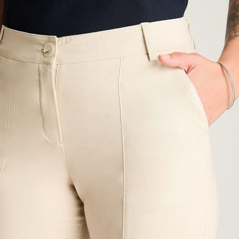 Pantalón Formal De Lino Recto Arena-2
