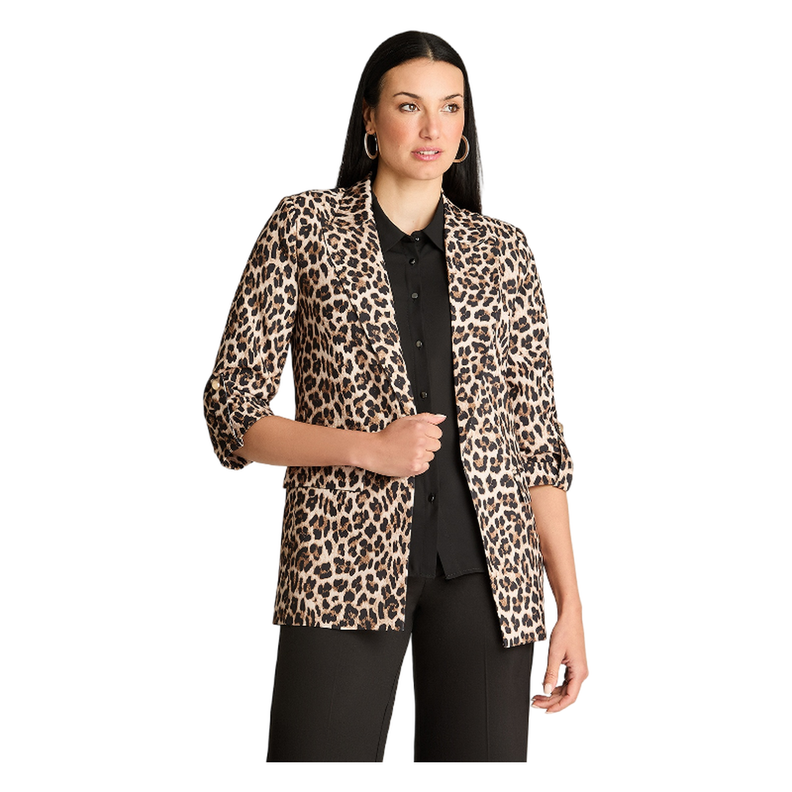Blazer Manga Larga Roll Up Café-0