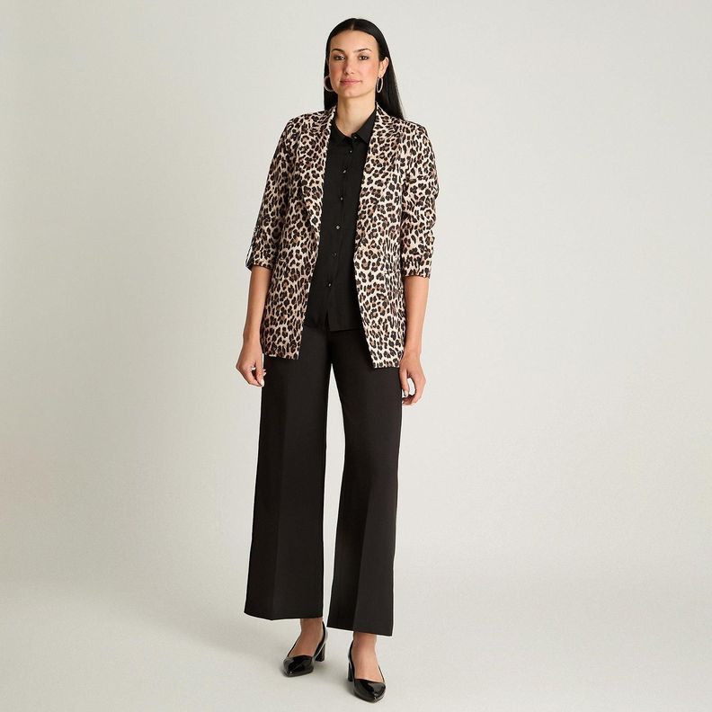 Blazer Manga Larga Roll Up Café-3
