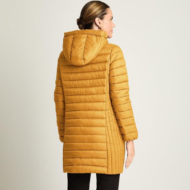 Parka Manga Larga Basica Larga Mostaza-1