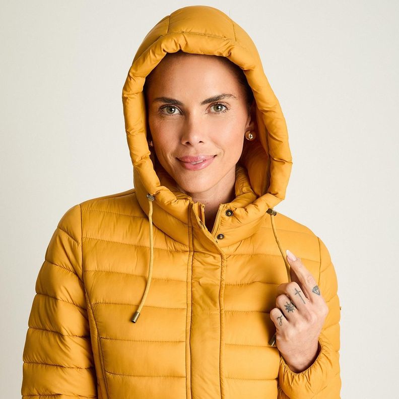Parka Manga Larga Basica Larga Mostaza-2