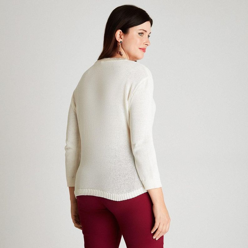 Sweater Crudo Manga Larga Cuello V-1