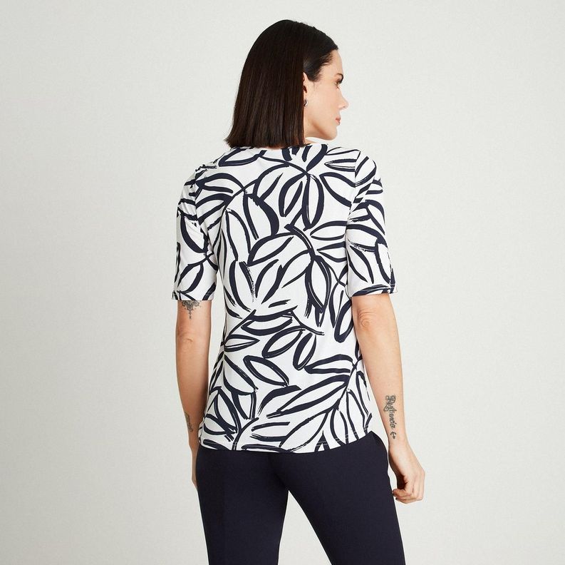Polera Azul Manga Codo Cuello Redondo-1