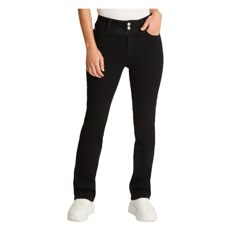 Jeans Recto 5 Bolsillos Push Up Negro-0