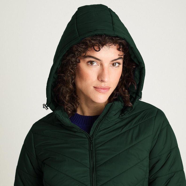 Parka Corta Manga Larga Gruesa Verde-1