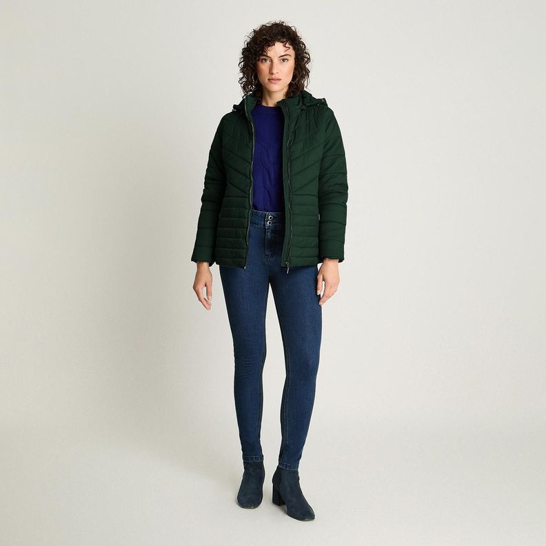 Parka Corta Manga Larga Gruesa Verde-2