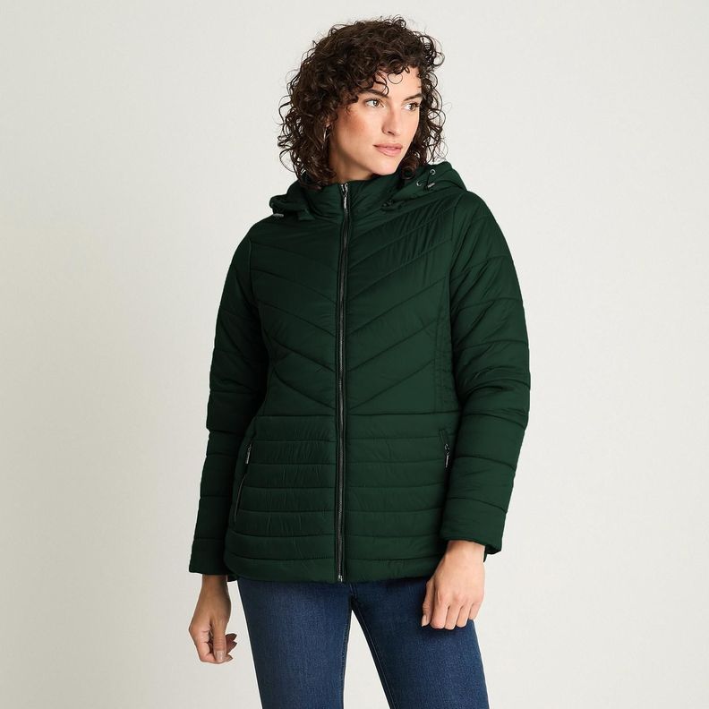 Parka Corta Manga Larga Gruesa Verde-3