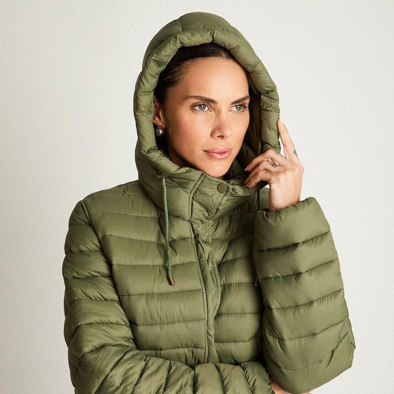 Parka Manga Larga Basica Corta Verde-2
