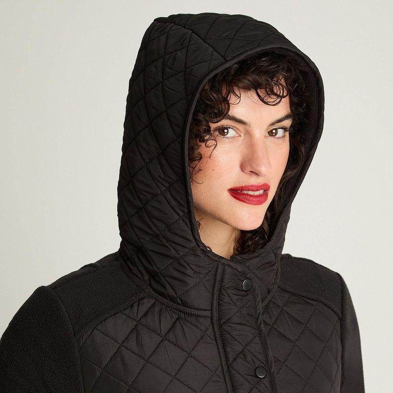 Polerón Manga Larga Polar Quilt Básico Negro-1
