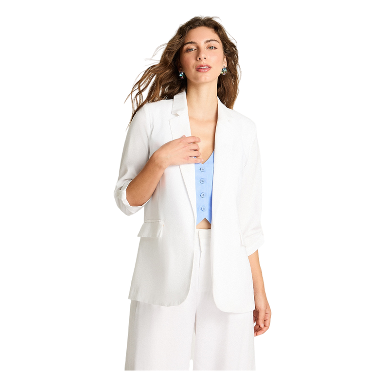 Blazer 3/4 Lino Manga Roll Up Blanco-0