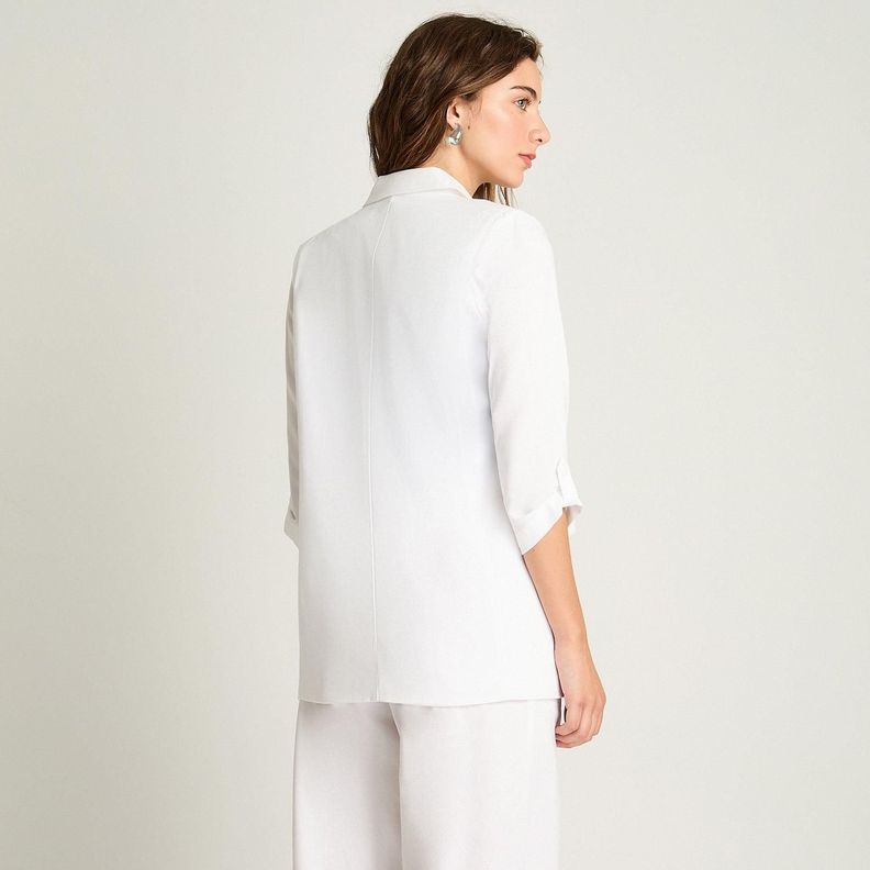 Blazer 3/4 Lino Manga Roll Up Blanco-1